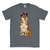 Charcoal Heather christmas lights shiba inu Classic Tee - RanaPortraitStore