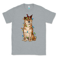 Heather Grey christmas lights shiba inu Classic Tee - RanaPortraitStore
