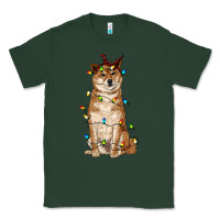 Sports Green christmas lights shiba inu Classic Tee - RanaPortraitStore