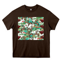 Chocolate Brown christmas magic pattern Heavy Core Tee - CowhideDigitalArt
