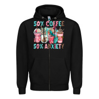 Black 50 coffee 50 anxiety coffee cups Zipper Hoodie - Zillion Design Studio