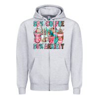 Heather Grey 50 coffee 50 anxiety coffee cups Zipper Hoodie - Zillion Design Studio