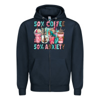 Navy 50 coffee 50 anxiety coffee cups Zipper Hoodie - Zillion Design Studio