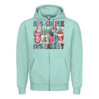 Seafoam 50 coffee 50 anxiety coffee cups Zipper Hoodie - Zillion Design Studio