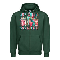 Sports Green 50 coffee 50 anxiety coffee cups Zipper Hoodie - Zillion Design Studio