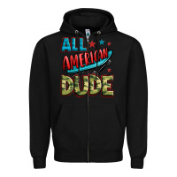Black all american dude Zipper Hoodie - Zillion Design Studio