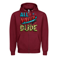 Burgundy all american dude Zipper Hoodie - Zillion Design Studio