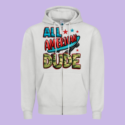 All American Dude Zipper Hoodie Designed By Zillion Design Studio
