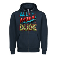 Navy all american dude Zipper Hoodie - Zillion Design Studio