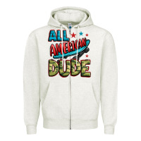 Oatmeal Heather all american dude Zipper Hoodie - Zillion Design Studio