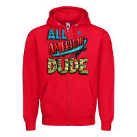 Red all american dude Zipper Hoodie - Zillion Design Studio