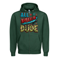 Sports Green all american dude Zipper Hoodie - Zillion Design Studio