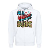 White all american dude Zipper Hoodie - Zillion Design Studio