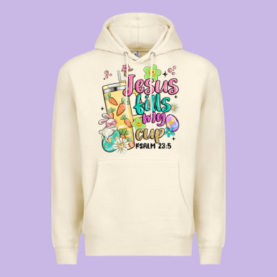 Easter Jesus Fills My Cup Premium Hoodie Designed By Maliassmallbusiness