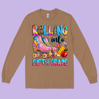 Rolling Into Fifth Grade Long Sleeve Tee Designed By Texasbilliewilder