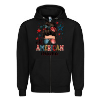Black all american mama messy bun Zipper Hoodie - Zillion Design Studio