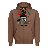 Chestnut all american mama messy bun Zipper Hoodie - Zillion Design Studio