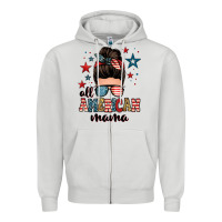 Dove Grey all american mama messy bun Zipper Hoodie - Zillion Design Studio