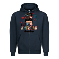 Navy all american mama messy bun Zipper Hoodie - Zillion Design Studio