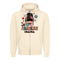 All American Mama Messy Bun Zipper Hoodie | Teevron