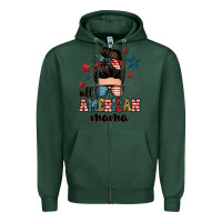 Sports Green all american mama messy bun Zipper Hoodie - Zillion Design Studio