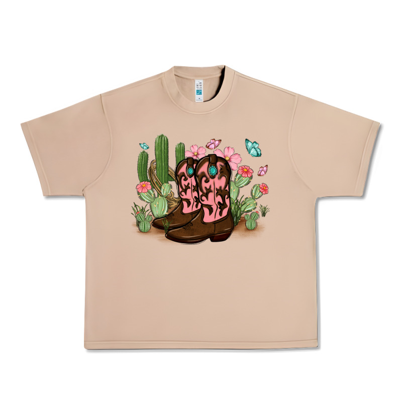 Cowboy Boots With Cactus Urban Heavy Tee by MaliasSmallBusiness | Teevron