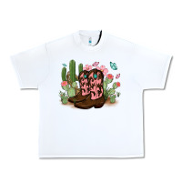 White cowboy boots with cactus Urban Heavy Tee - MaliasSmallBusiness
