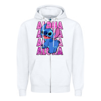 White aloha stitch Zipper Hoodie - Zillion Design Studio