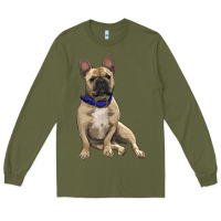 Army Green french bulldog with royal blue Long Sleeve Tee - RanaPortraitStore