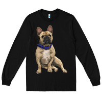 Black french bulldog with royal blue Long Sleeve Tee - RanaPortraitStore