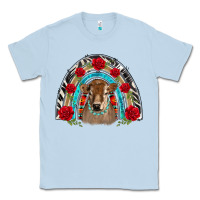 Dusty Blue brown baby cow floral rose rainbow Classic Tee - BarkalooDesign