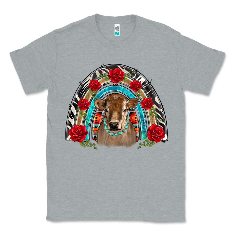 Brown Baby Cow Floral Rose Rainbow Classic Tee by BarkalooDesign | Teevron