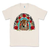 Natural brown baby cow floral rose rainbow Classic Tee - BarkalooDesign
