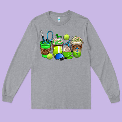Tennis Coffee Cups Long Sleeve Tee Designed By Adodesignshop
