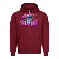 Burgundy aloha summer stitch Zipper Hoodie - Zillion Design Studio
