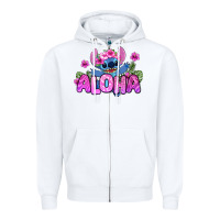 White aloha summer stitch Zipper Hoodie - Zillion Design Studio