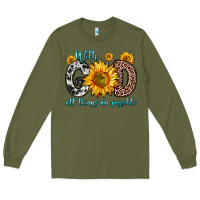 Army Green with god all things are possible sunflower Long Sleeve Tee - Zillion Design Studio