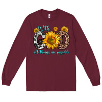 Burgundy with god all things are possible sunflower Long Sleeve Tee - Zillion Design Studio