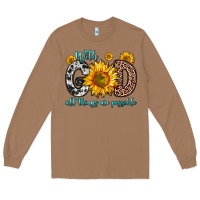 Toasted Coconut with god all things are possible sunflower Long Sleeve Tee - Zillion Design Studio