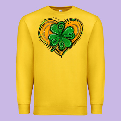 St. Patrick's Day Heart With Shamrock Premium Sweatshirt Designed By Jasminsmagicworld