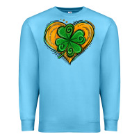 Ocean Blue St. Patrick's Day Heart with Shamrock Premium Sweatshirt - Jasminsmagicworld