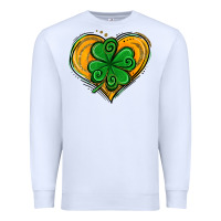 White St. Patrick's Day Heart with Shamrock Premium Sweatshirt - Jasminsmagicworld
