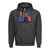 Charcoal Heather america lightning bolt Zipper Hoodie - Zillion Design Studio