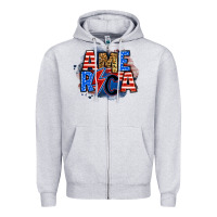Heather Grey america lightning bolt Zipper Hoodie - Zillion Design Studio