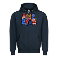 Navy america lightning bolt Zipper Hoodie - Zillion Design Studio