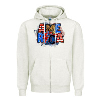 Oatmeal Heather america lightning bolt Zipper Hoodie - Zillion Design Studio
