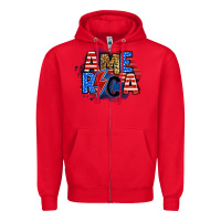 Red america lightning bolt Zipper Hoodie - Zillion Design Studio