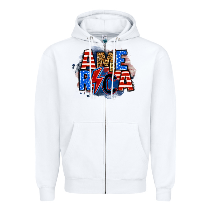 America Lightning Bolt Zipper Hoodie by Zillion Design Studio | Teevron