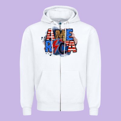 America Lightning Bolt Zipper Hoodie Designed By Zillion Design Studio