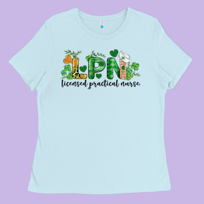 St. Patricks Day Registered Nurse Lpn Heart Ladies Tee Designed By Barkaloodesign